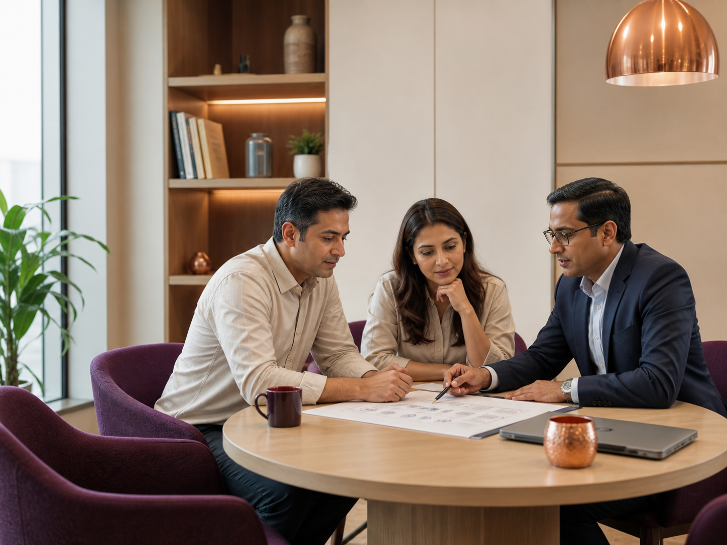 An Indian couple building a coordinated roadmap with a financial planner